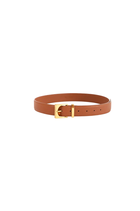 Cube Buckle Goldtone 35mm Leather Belt