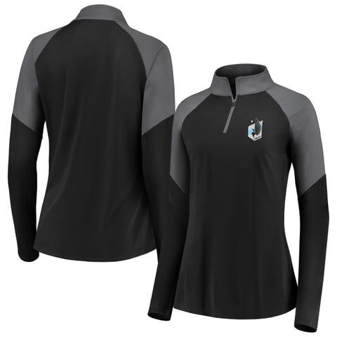 Women's Fanatics Black Minnesota United FC Interlock Quarter-Zip Pullover