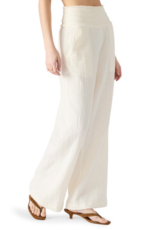 Steve Madden Pomeline Stretch Cotton Guaze Pants In White