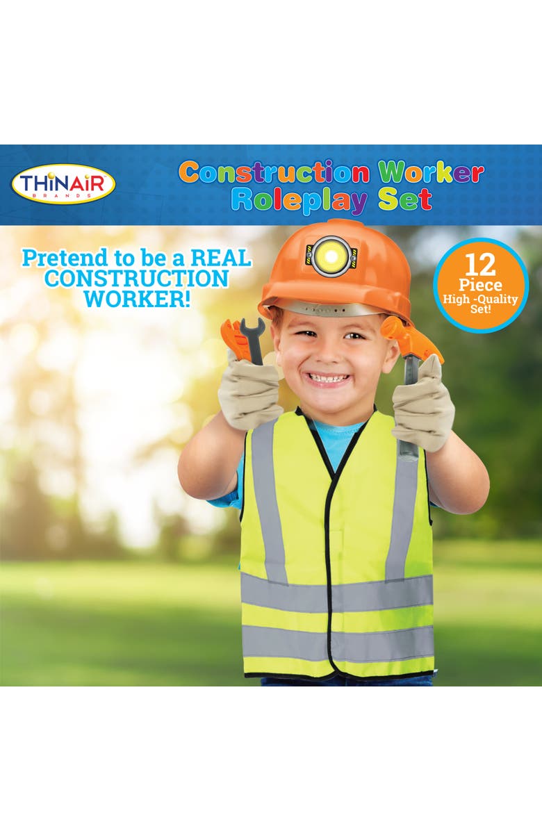 Playful Minds Construction Worker Set, 12 Piece Costume, Ages 3+, Alternate, color, 