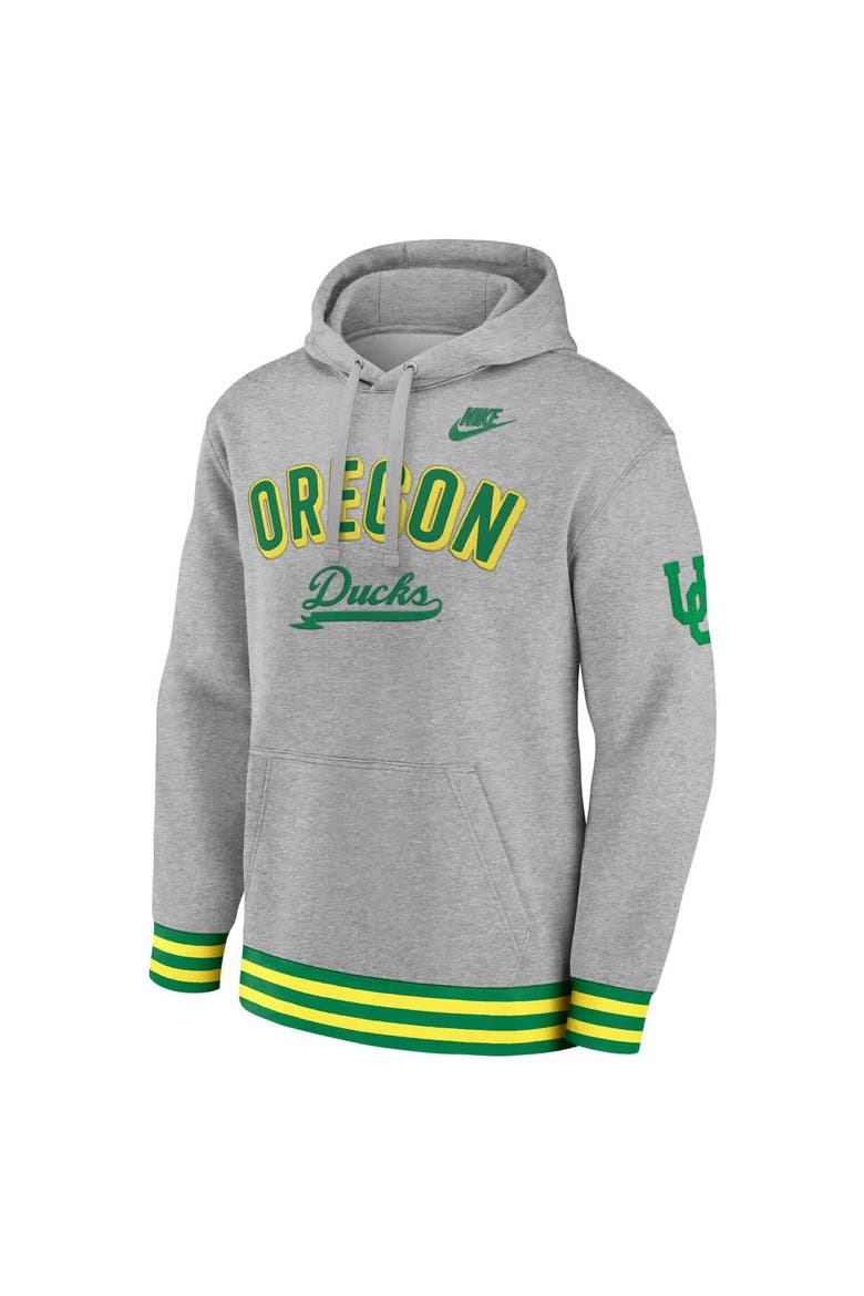Men's Nike Heather Gray Oregon Ducks Legacy Retro Pullover Hoodie, Alternate, color, Heather Gray