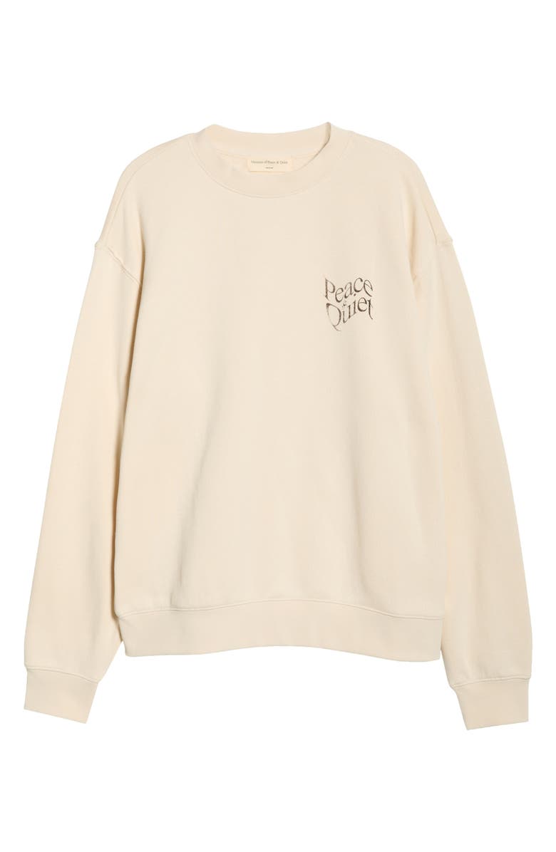 Museum of Peace & Quiet Warped Logo Cotton Crewneck Sweatshirt, Alternate, color, Bone