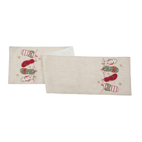 C & F Home C&f Home Christmas Holiday Flip Flop Theme Off White Embroidered Cotton Christmas Table Runner 14" X In Gray