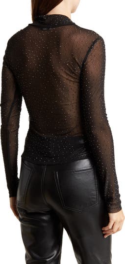 Zoe Rhinestone Long Sleeve Turtleneck Top