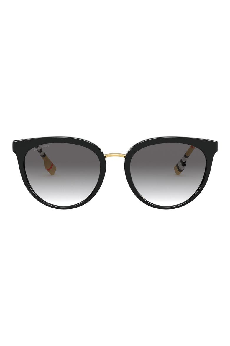 55mm Gradient Cat Eye Sunglasses, Alternate, color, BLACK/ BLACK GRADIENT