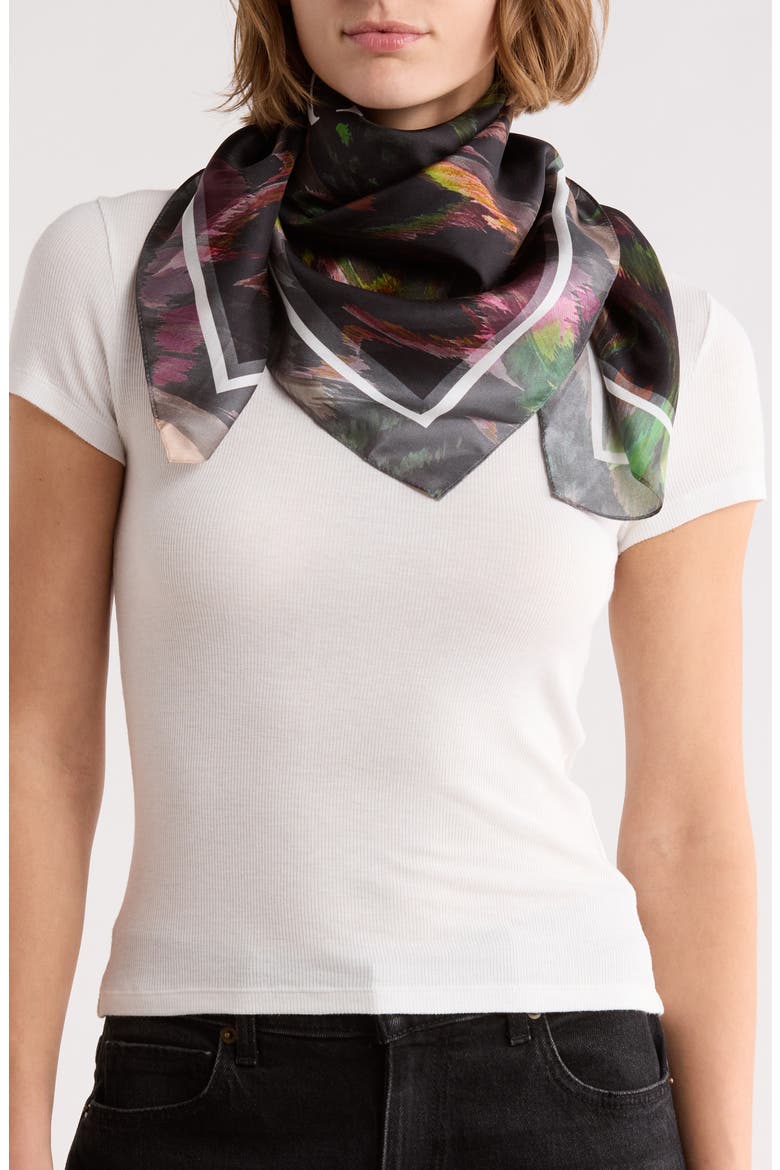 Anew Silk Square Scarf, Main, color, BLACK MULTI