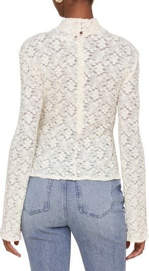 Turtle Neck Lace Patchwork Tops – Kanako Tamura