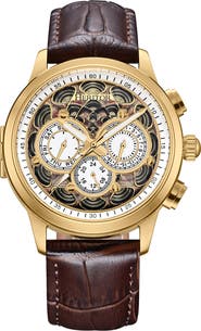 Heritor Automatic Apostle Leather-Band Watch w/ Day/Date