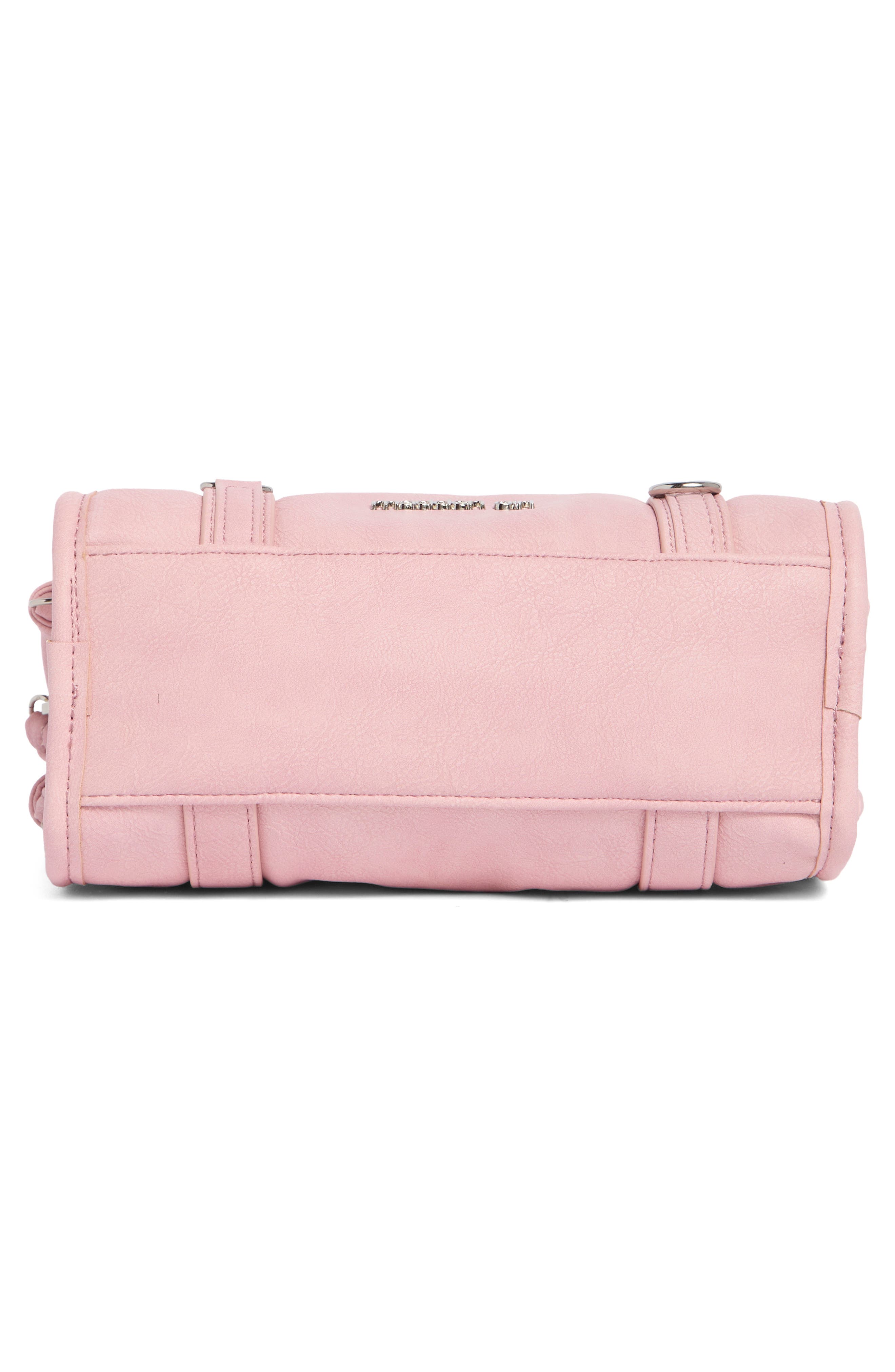 Mini Washed Faux Leather Satchel Bag, Alternate, color, LIGHT PINK