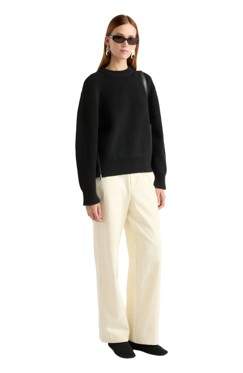 Modern Citizen Tate Organic Cotton Side-Zip Sweater, Main, color, Black