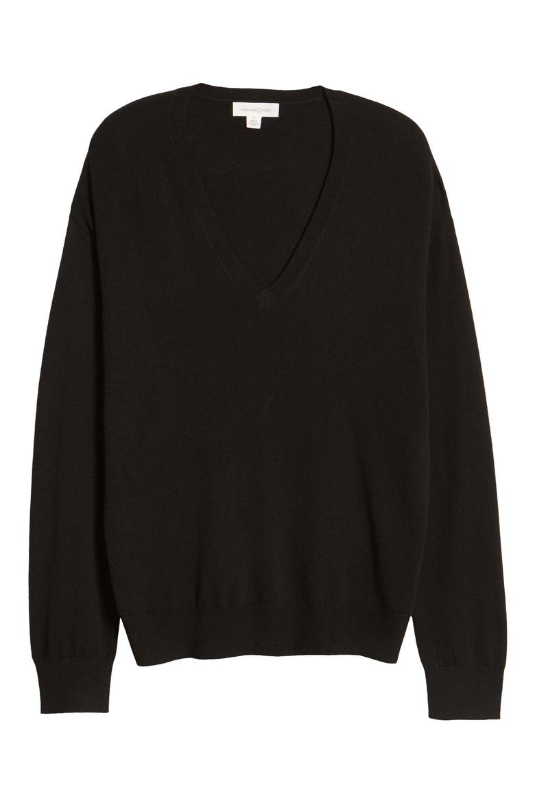V-Neck Sweater, Alternate, color, BLACK