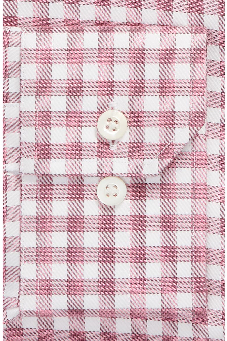 Trim Fit Check Dress Shirt, Alternate, color, TEXTURE ROUGE