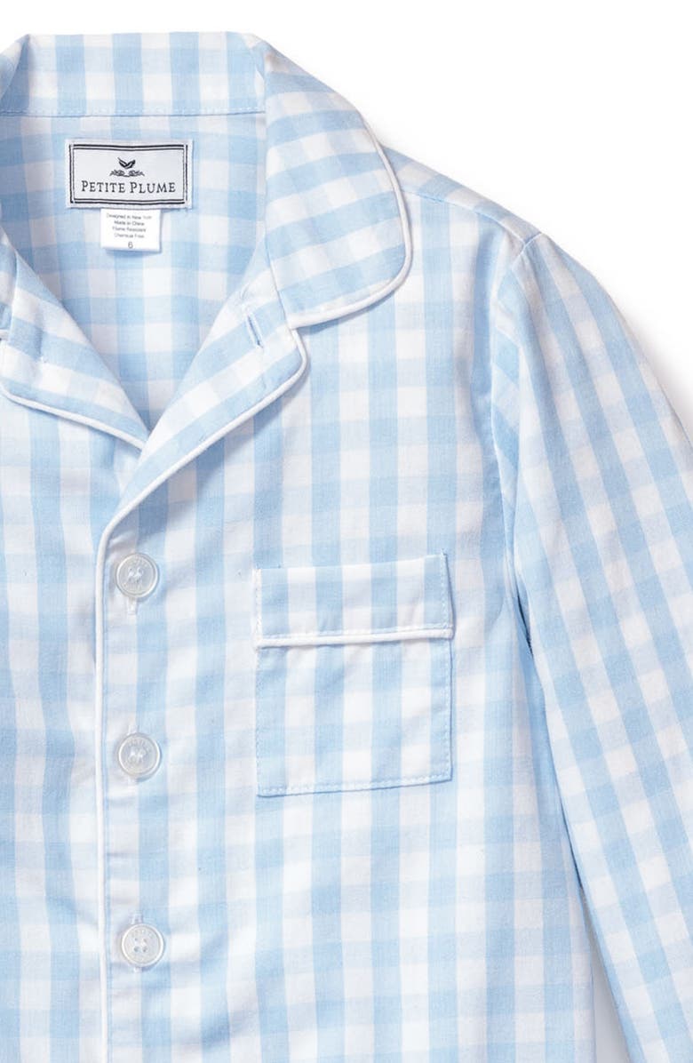Petite Plume Gingham Two-Piece Pajamas, Alternate, color, Blue