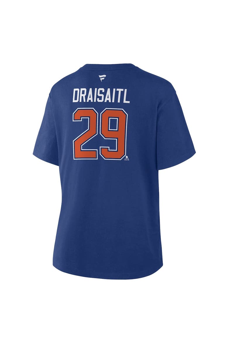 Women's Fanatics Leon Draisaitl Royal Edmonton Oilers Authentic Stack Name & Number T-Shirt, Alternate, color, Royal