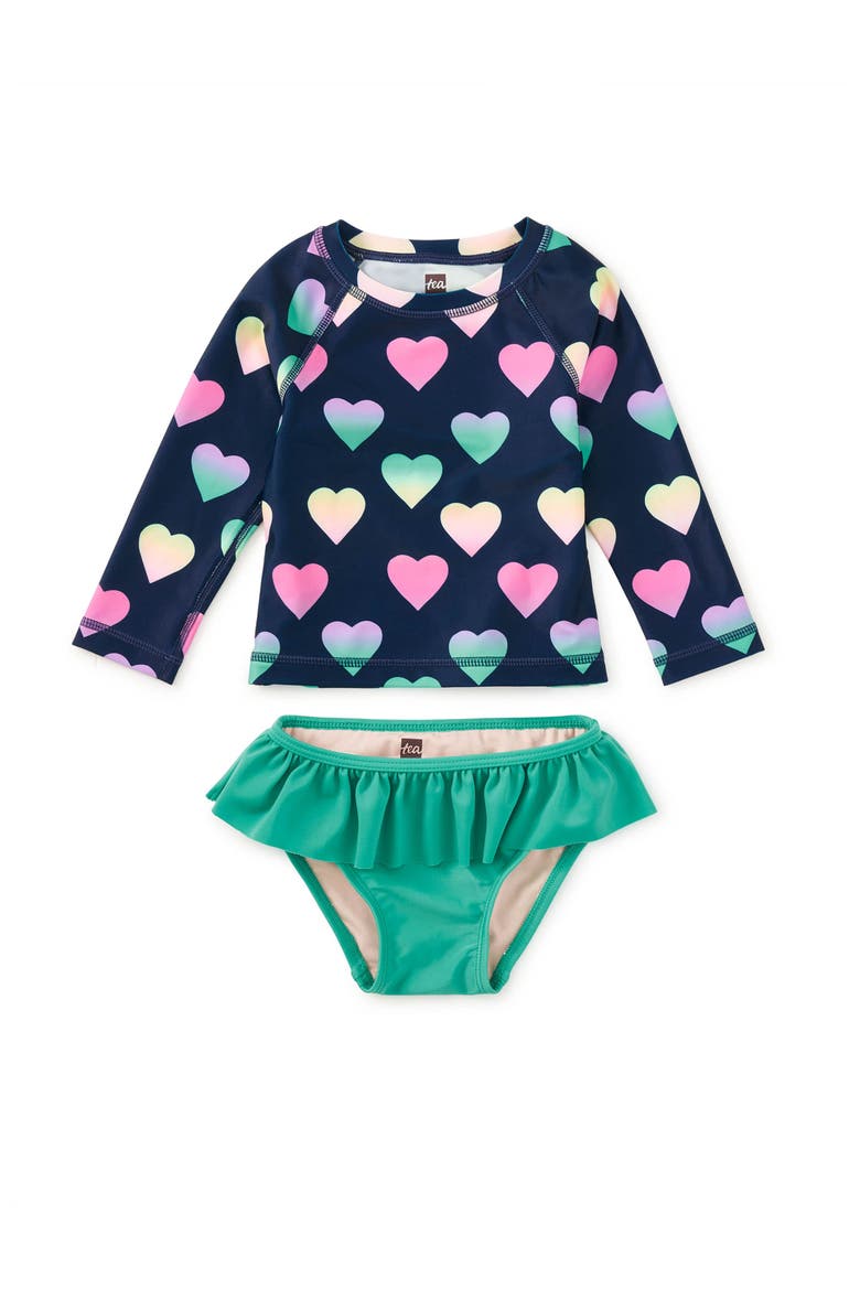 Rash Guard Baby Swim Set, Main, color, Ombre Hearts