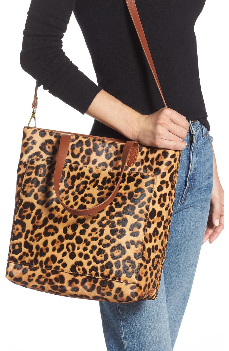 Madewell Leopard Genuine Calf Hair Medium Transport Tote, Alternate, color,