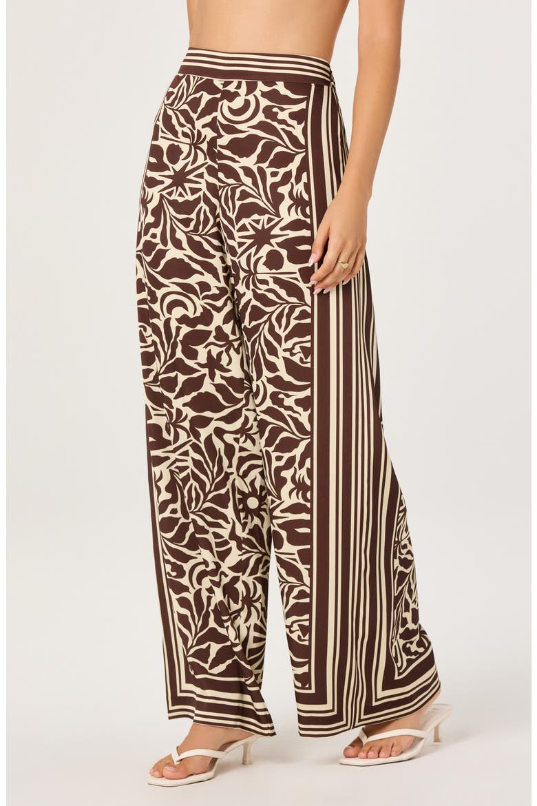 Eva Print Wide Leg Pants, Alternate, color, BROWN TROPICAL