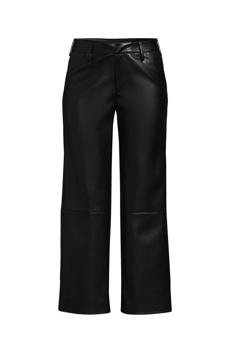 Lands' End Women Faux Leather Mid Rise Relaxed Straight Leg Crop Pants, Alternate, color, 