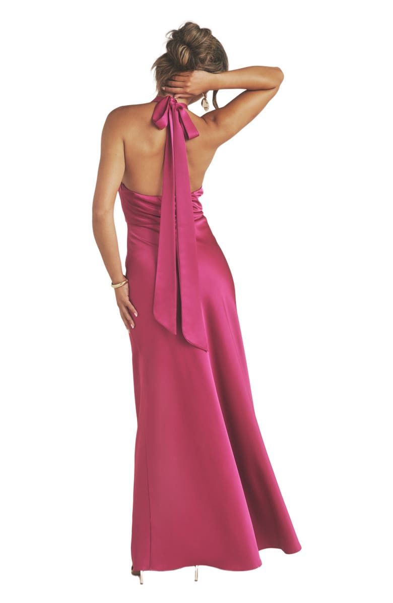 Six Stories Isabel Plunge Knot Detail Dress, Alternate, color, Raspberry