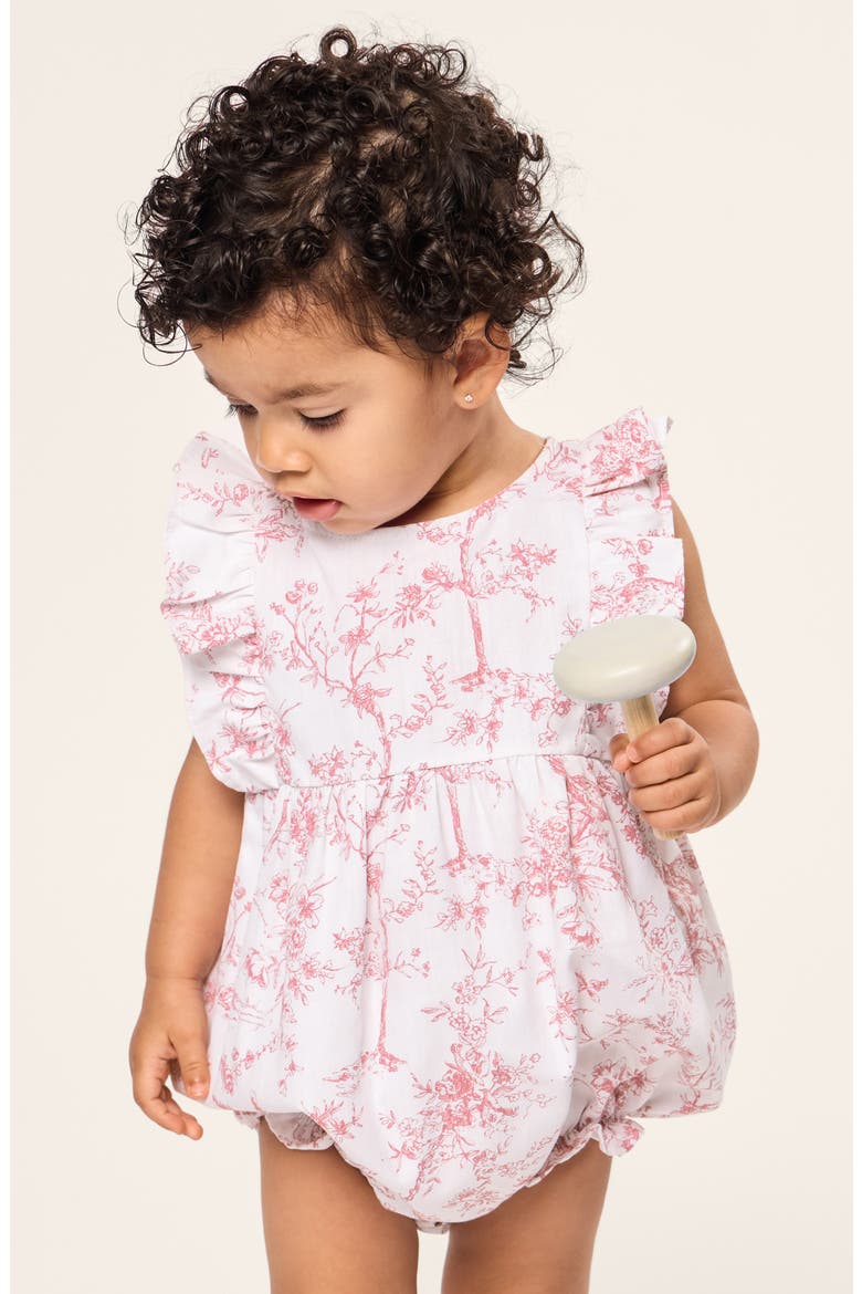 Floral Twill Ruffled Romper, Main, color, PINK