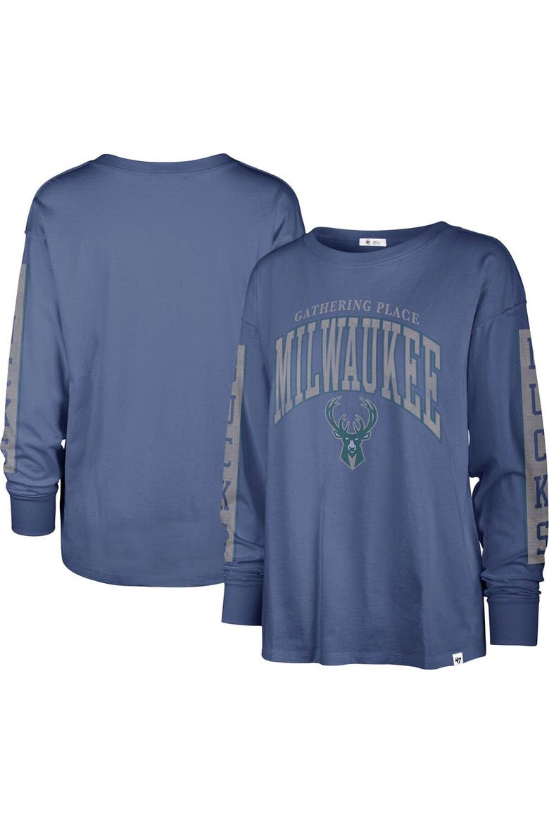 Women's '47 Royal Milwaukee Bucks City Edition SOA Long Sleeve T-Shirt, Main, color, Royal