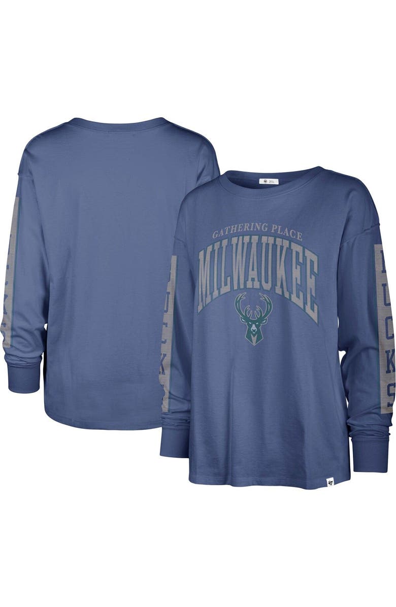 '47 Women's '47 Royal Milwaukee Bucks City Edition SOA Long Sleeve T-Shirt, Main, color, 