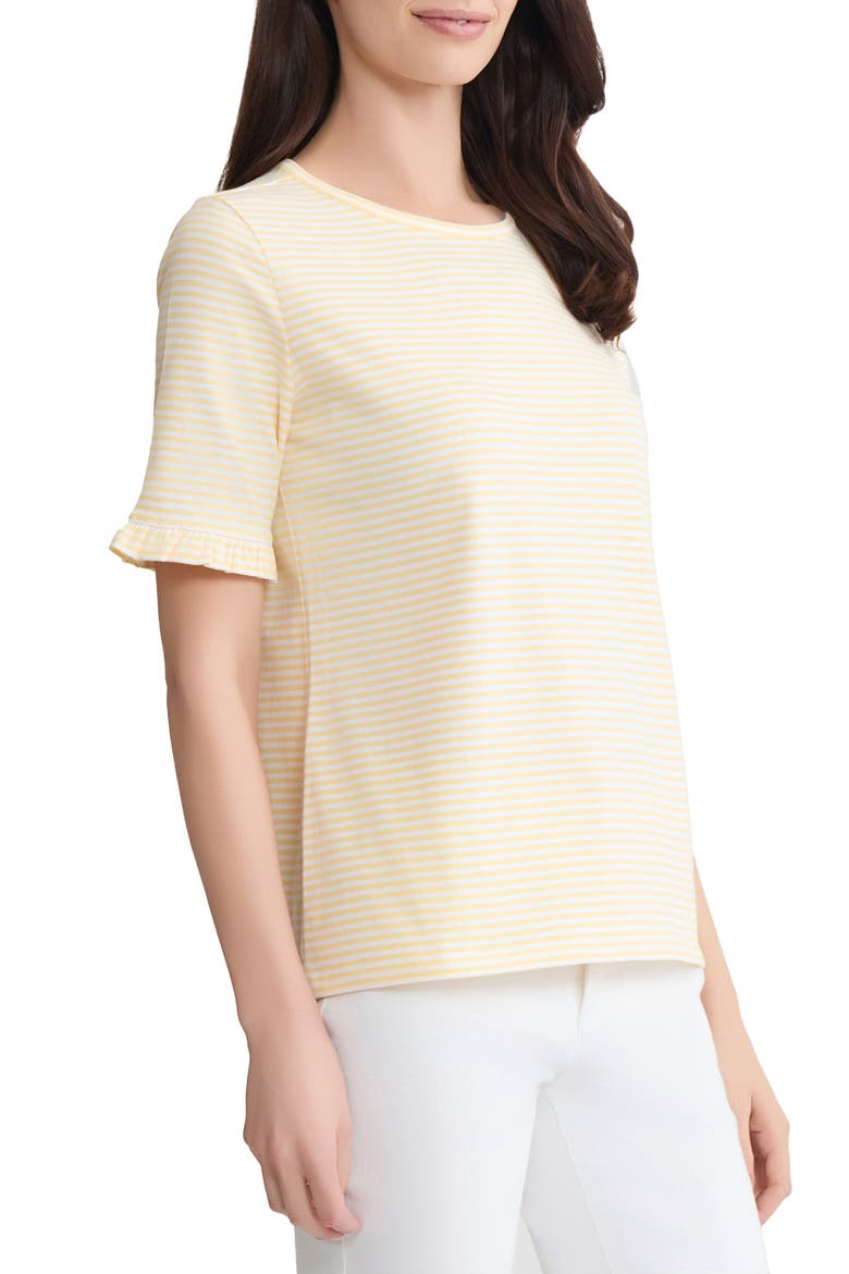 Ruffle Elbow Sleeve T-Shirt, Alternate, color, CORNSILK/NATURAL WHITE