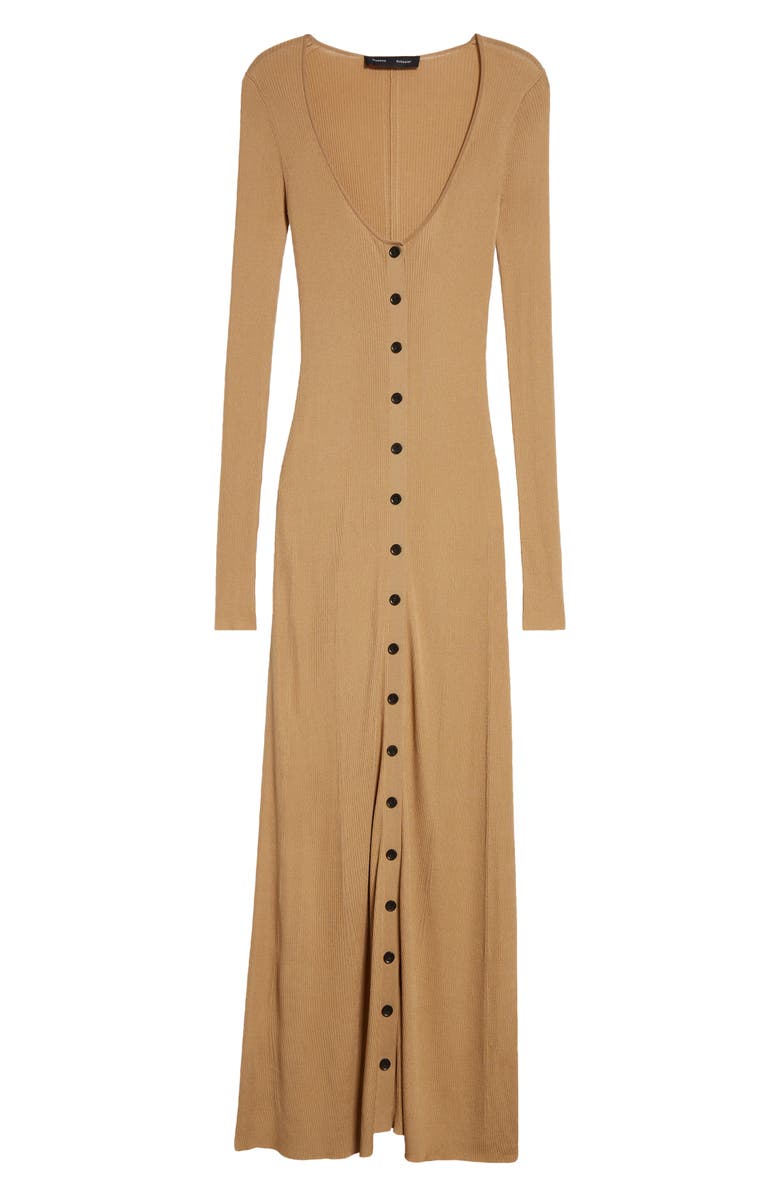Proenza Schouler Athena Long Sleeve Button Front Rib Maxi Dress, Alternate, color,