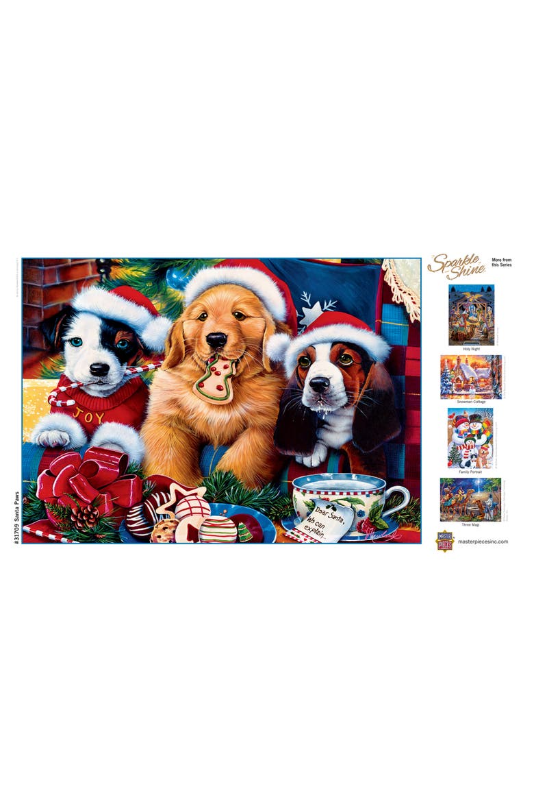Santa Paws 500 Piece Glitter Puzzle, Alternate, color, Multicolor