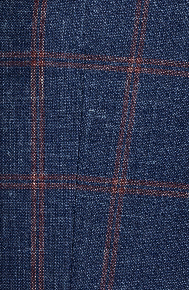 Peter Millar Flynn Classic Fit Navy Check Slub Wool Blend Sport Coat, Alternate, color, Blue