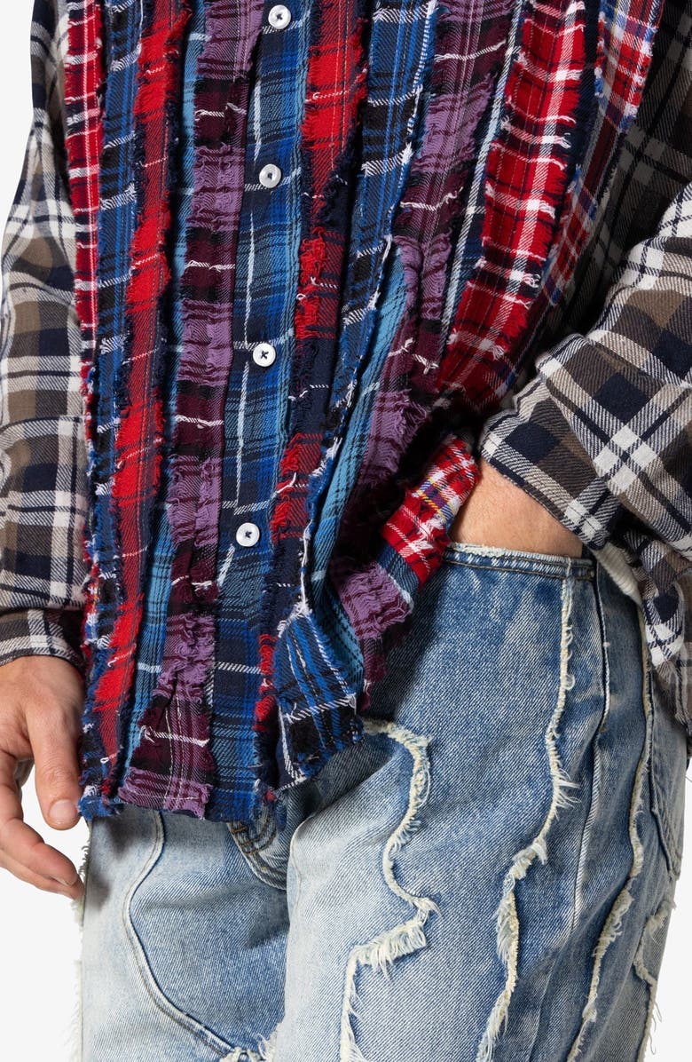 mnml Tuxedo Plaid Cotton Flannel Button-Up Shirt, Alternate, color, Multi