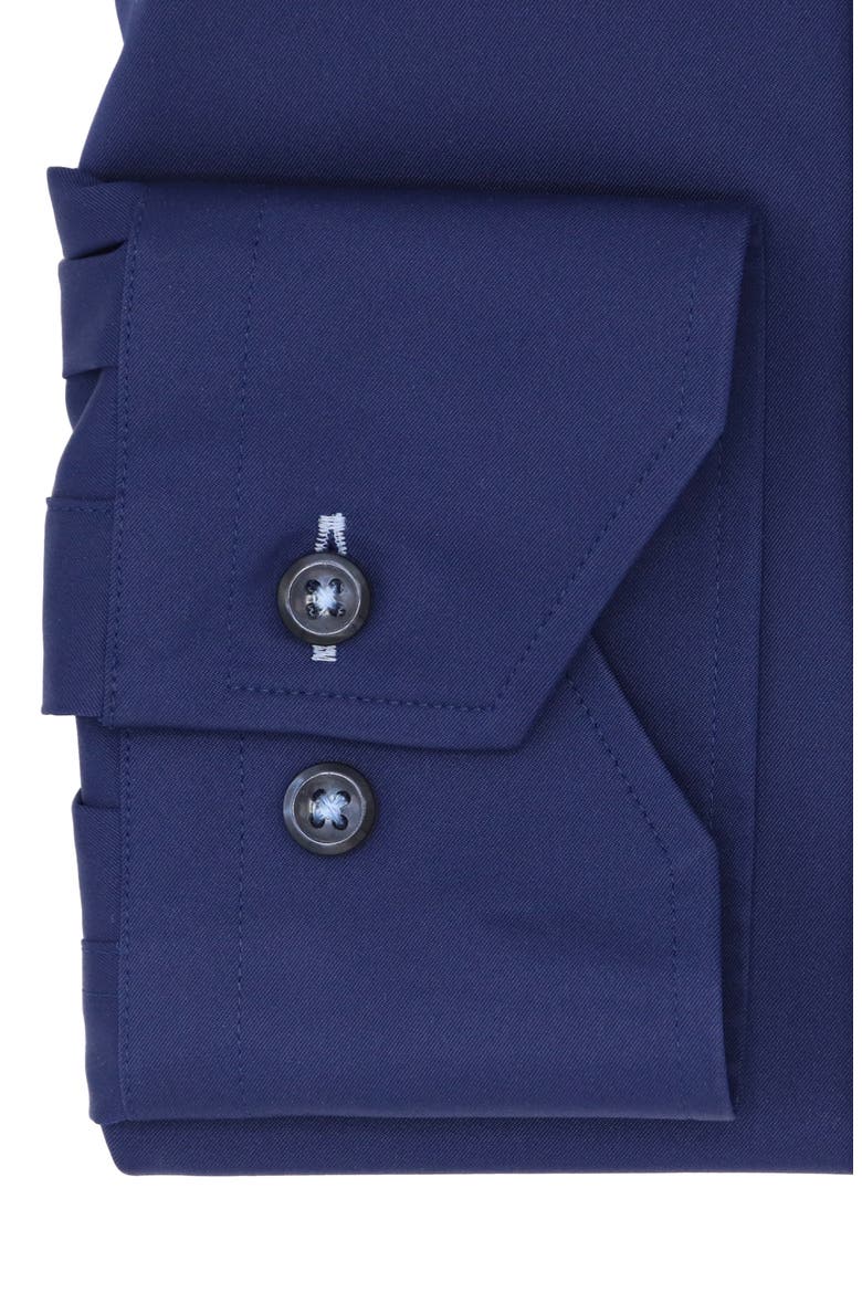 Solid Trim Fit Dress Shirt, Alternate, color, NAVY