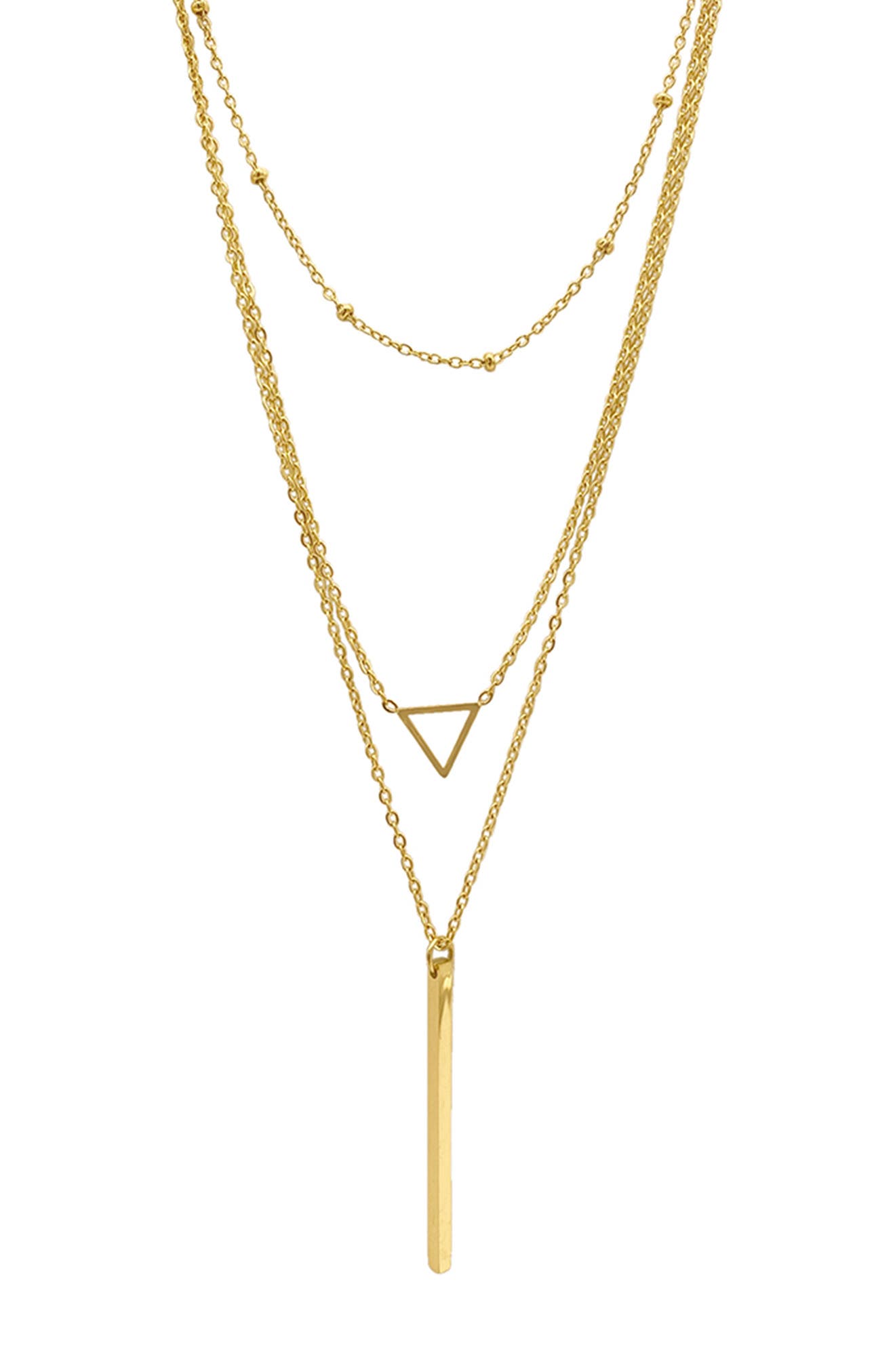 Adornia 14K Gold Plated Water Resistant Layered Bar Pendant Necklace