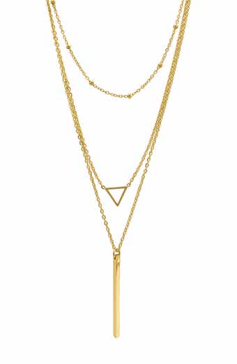Adornia 14K Gold Plated Water Resistant Layered Bar Pendant Necklace