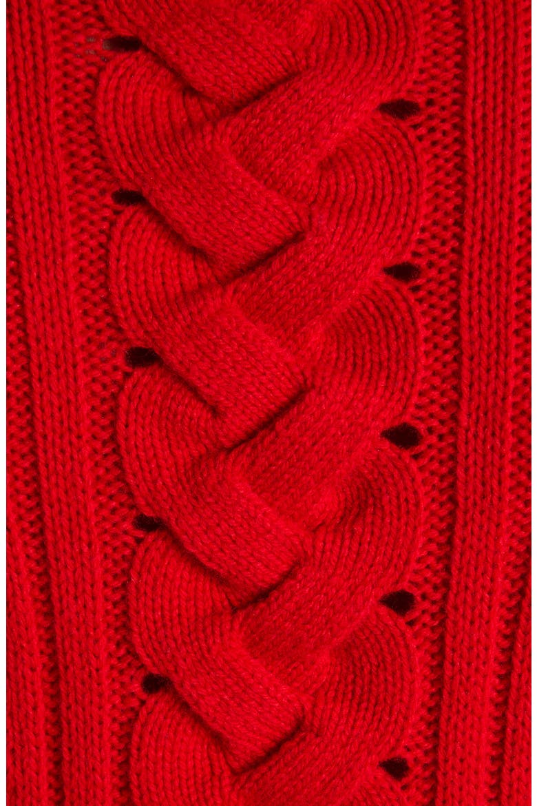 Long Sleeve Cable Knit Wool & Cashmere Mini Sweater Dress, Alternate, color, POPPY RED