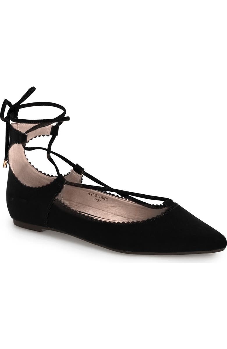 Topshop 'Finest Shillie' Lace-Up Pointy Toe Flat, Main, color,