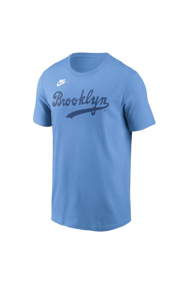 Men's Nike Light Blue Brooklyn Dodgers Cooperstown Collection Wordmark T-Shirt, Alternate, color, Light Blue