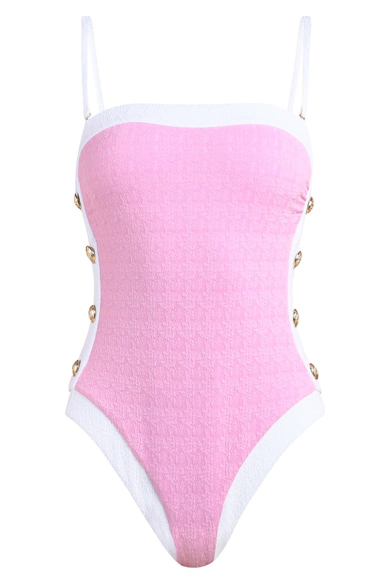 Tory Colorblock One-Piece Swimsuit, Alternate, color, BLUSH