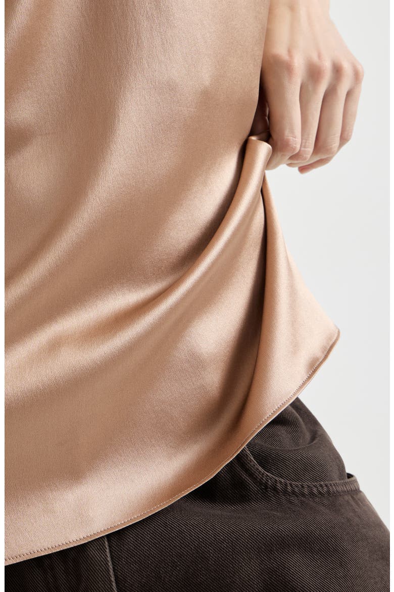 Stretch silk satin camisole, Alternate, color, Beige