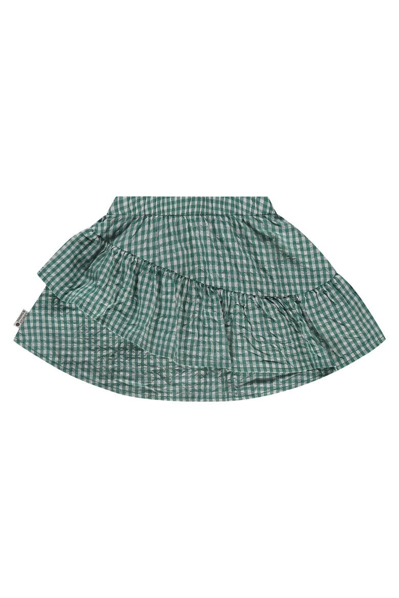 Gingham Woven Tiered Skirt, Alternate, color, Emerald