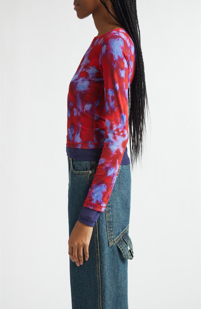 Eckhaus Latta Duet Double Layer Micromesh Long Sleeve Top, Alternate, color, Burst