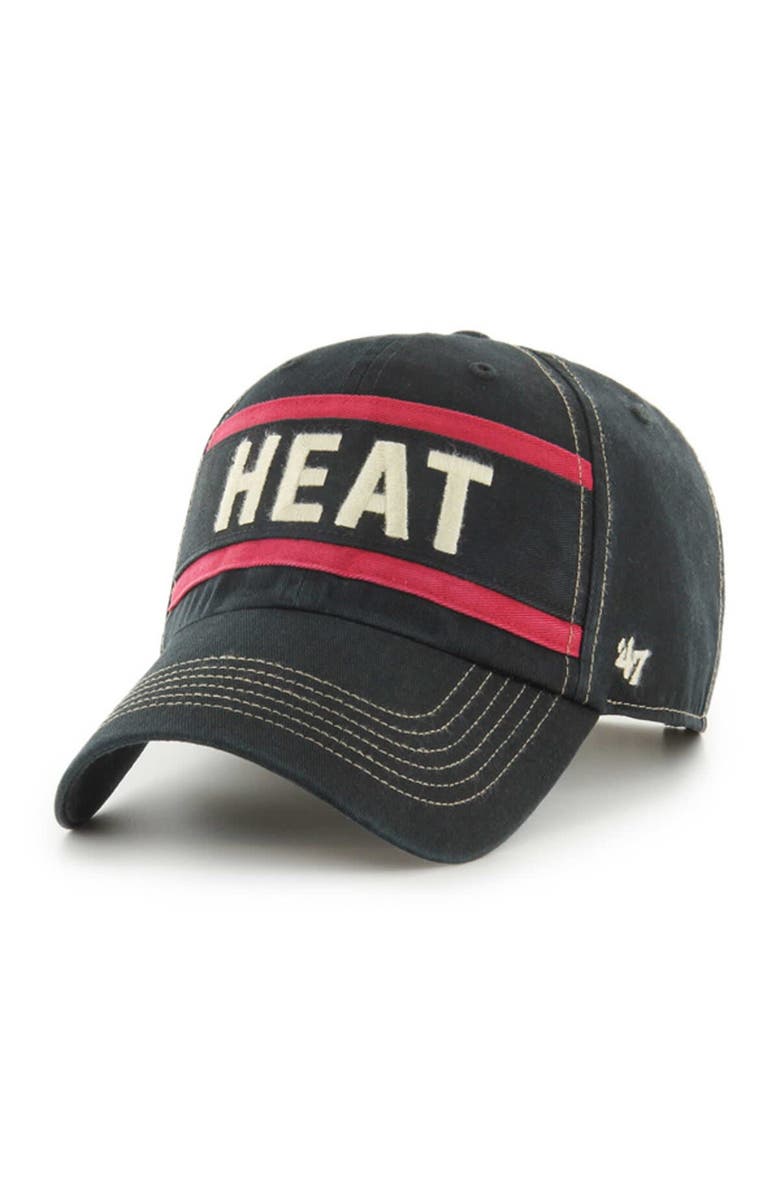 '47 Men's '47 Black Miami Heat Quick Snap Clean Up Adjustable Hat, Alternate, color, 