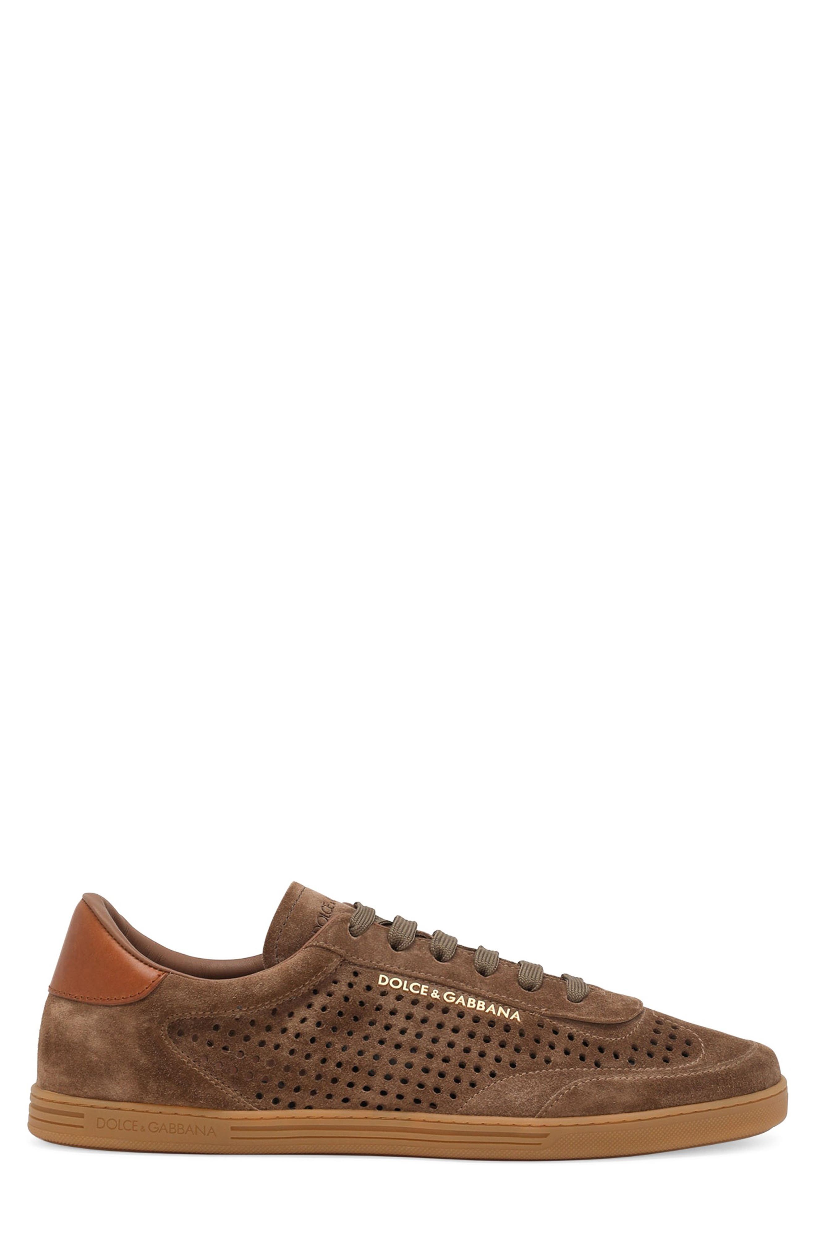 Dolce&Gabbana Perforated Low Top Sneaker, Alternate, color, 8M076-Nocciola/ Naturale
