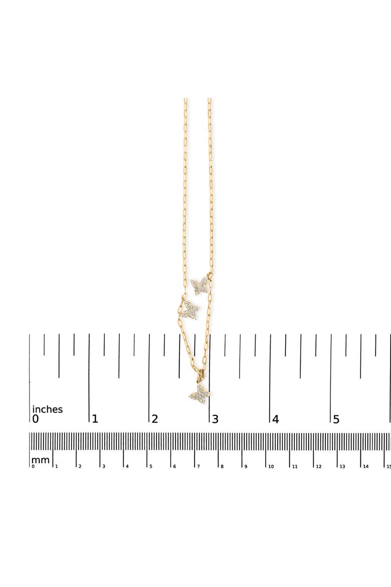 14KT Yellow Gold 1/2 Cttw Diamond Butterfly Station Paperclip Station Necklace, Alternate, color, Yellow