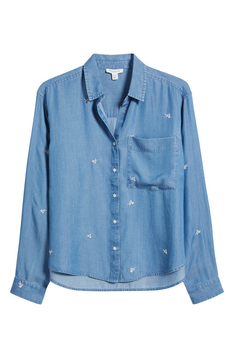 beachlunchlounge Cammie Embroidered Denim Shirt, Alternate, color, 