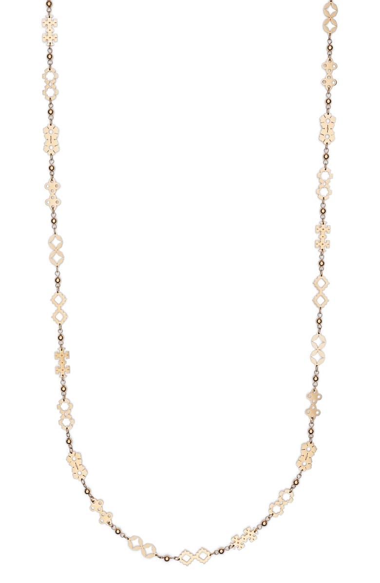 Tory Burch Forget Me Not Necklace, Alternate, color, Tory Gold