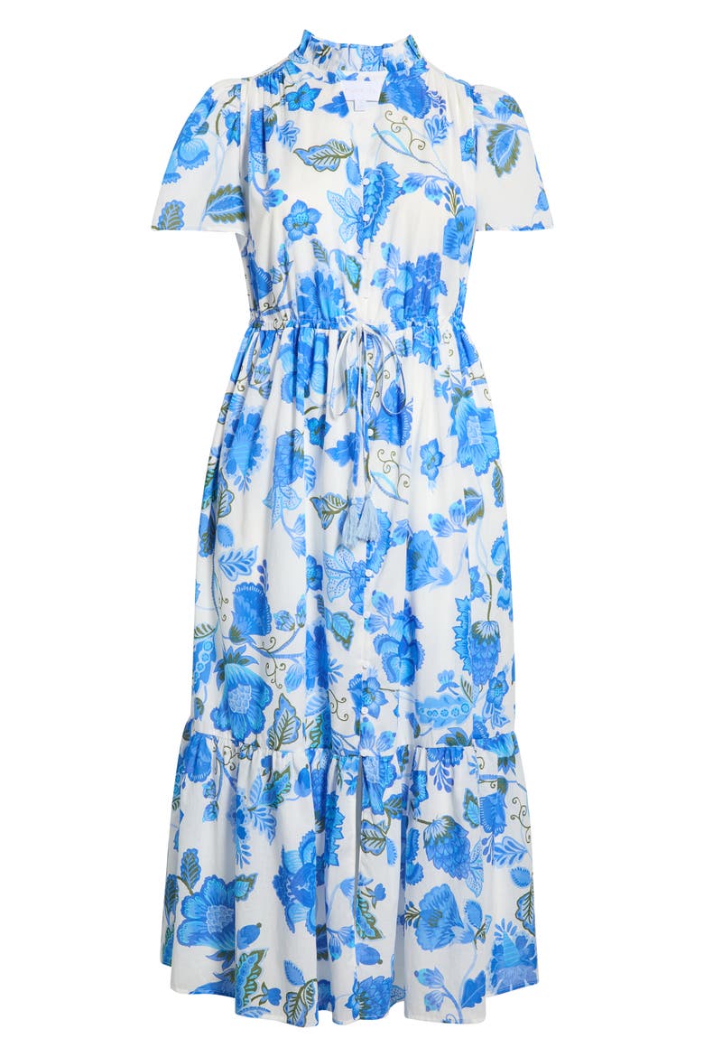 Samian Kissa Floral Button-Up Maxi Dress, Alternate, color, WHITE-BLUE-GREEN