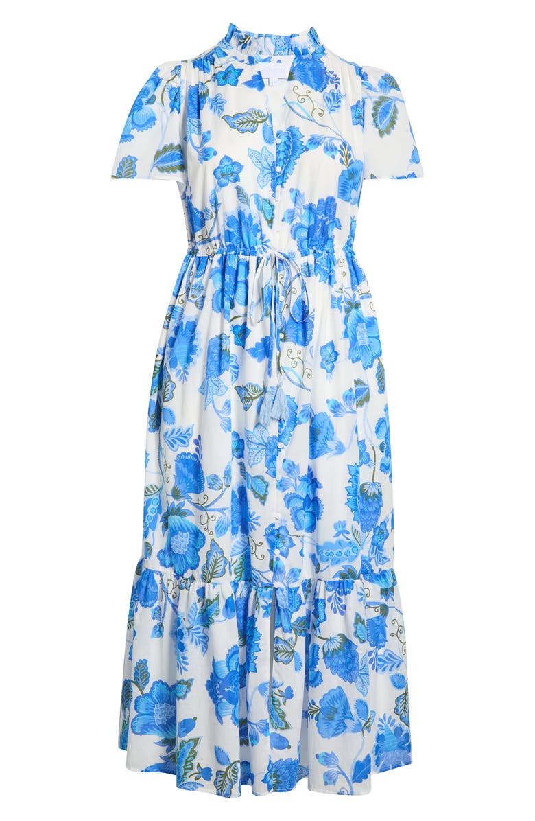 SUGARLIPS Samian Kissa Floral Button-Up Maxi Dress, Alternate, color, White-Blue-Green