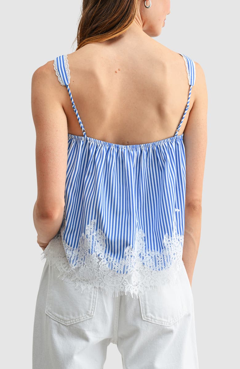 All in Favor Lace Hem Babydoll Tank, Alternate, color, Blue Stripe