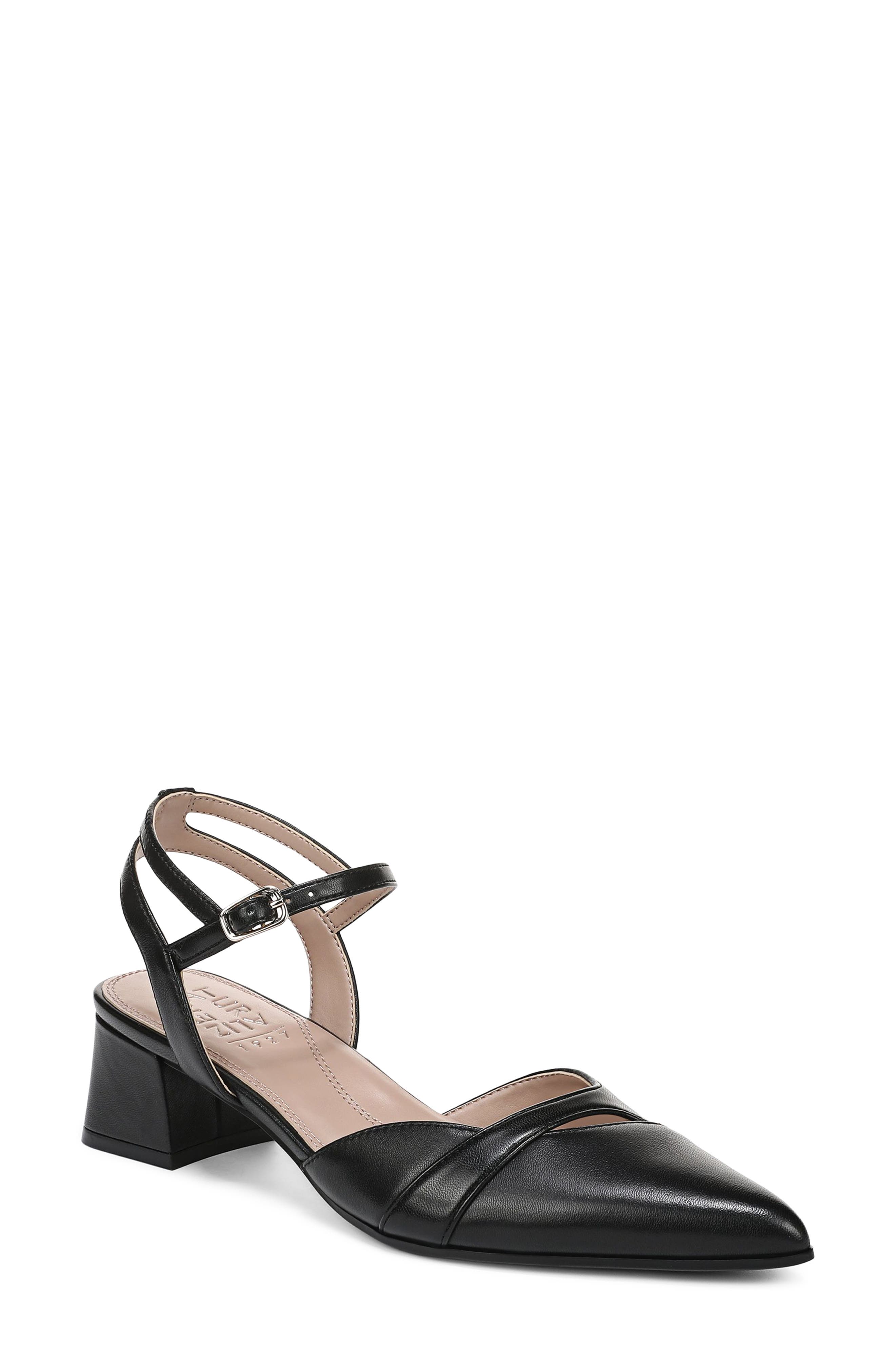 Merritt Slingback Pointed Toe Pump, Main, color, BLACK LEATHER